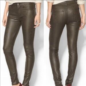 7 For All Mankind Brown Coated Skinny Jeans
